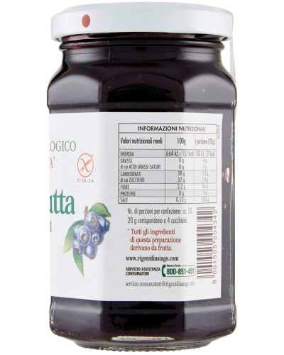 Rigoni Marmellata, prodotto Biologico, Confettura di Mirtilli Neri di Bosco - 330g